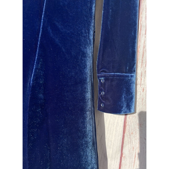 THOMO Dress Knee Length Vintage Velvet Snap Front Western Fair Witchy Goth L - Picture 5 of 7